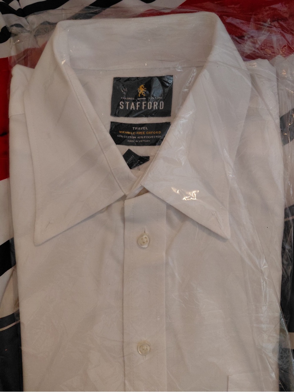 Stafford White Men's Dress Shirt - Spread Collar
